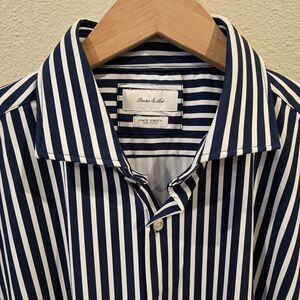 Porter & Ash Kinetic Stretch Shirt Mens XL Blue White Striped
